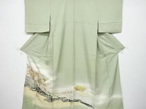 リサイクル　作家物　寿光織　地紙に牡丹・枝梅模様織り出し色留袖